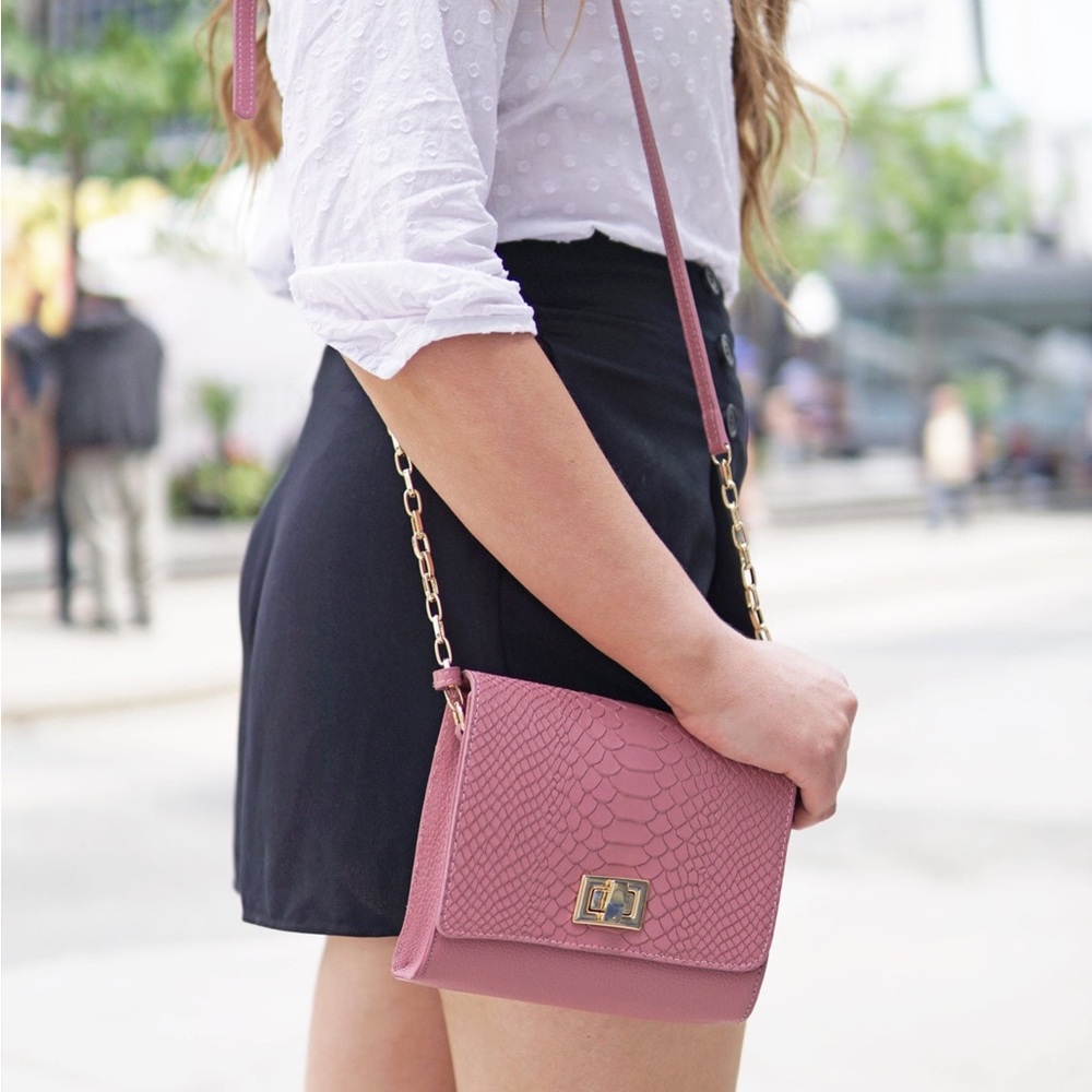 GiGi New York Pink Crossbody Bag with Gold Hardware